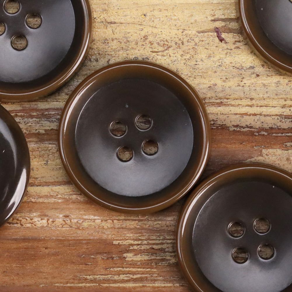 Fruit-texture urea button, 4-hole, dark brown/graphite tones