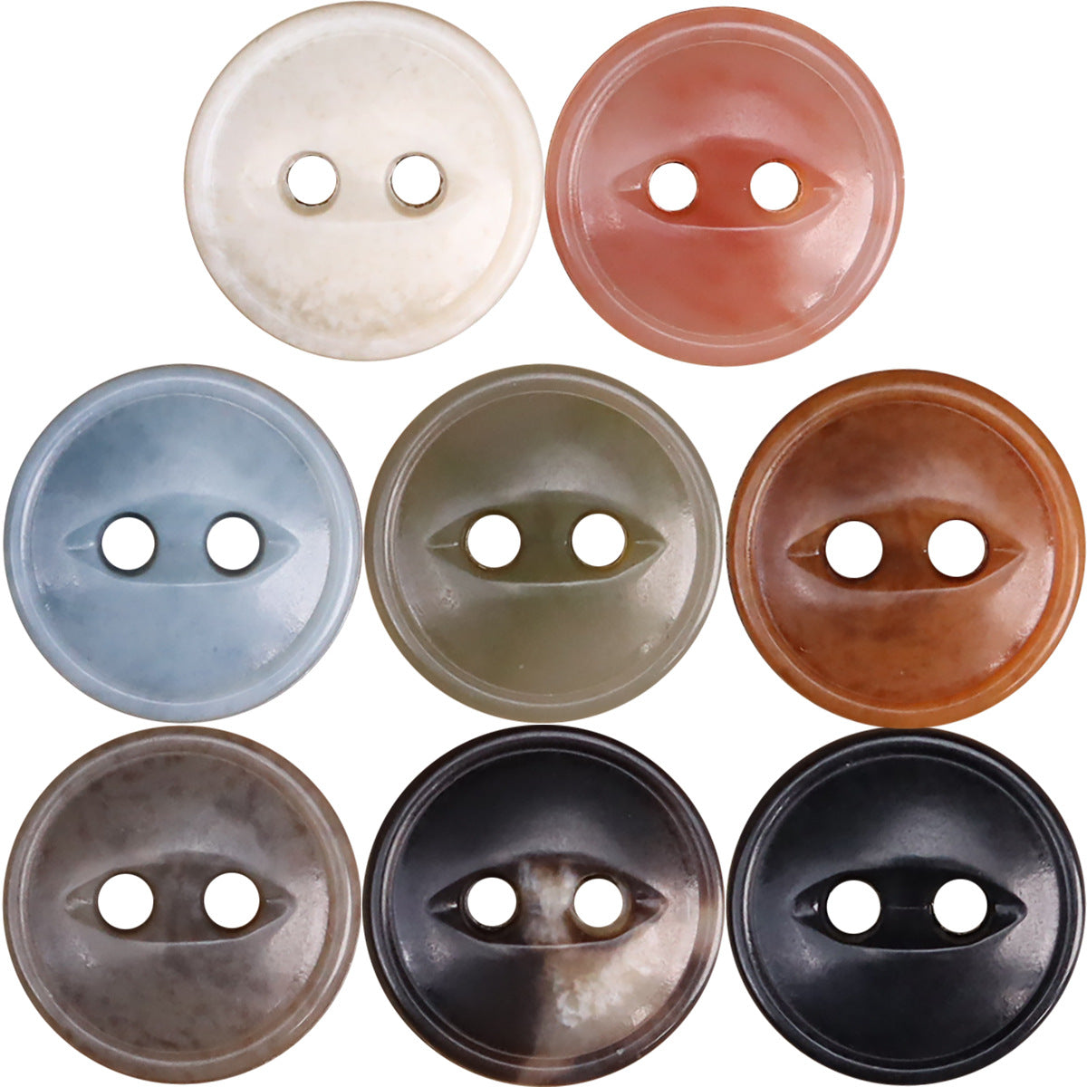 11.5mm two-eye urea buttons, assorted colors, 8-pack