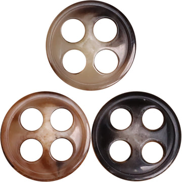 11.5mm large-eyelet urea buttons, dark/black mix, round 4-hole design