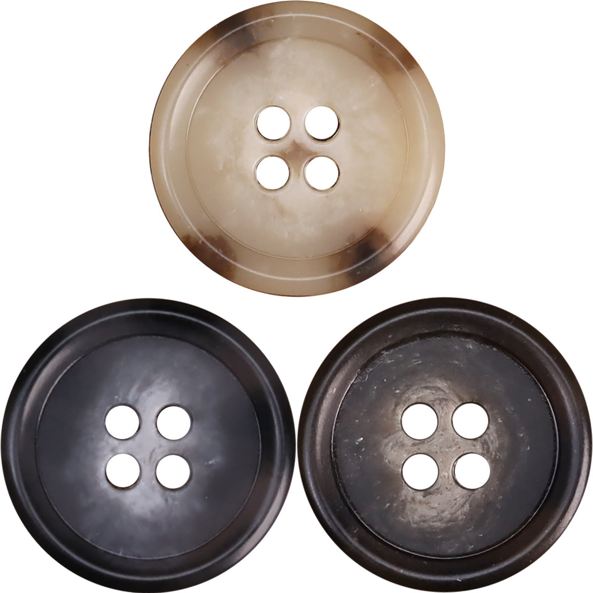 15–25 mm Cordknopf, beiger Urea-Kunststoff mit vier Löchern, 1 Stück nah