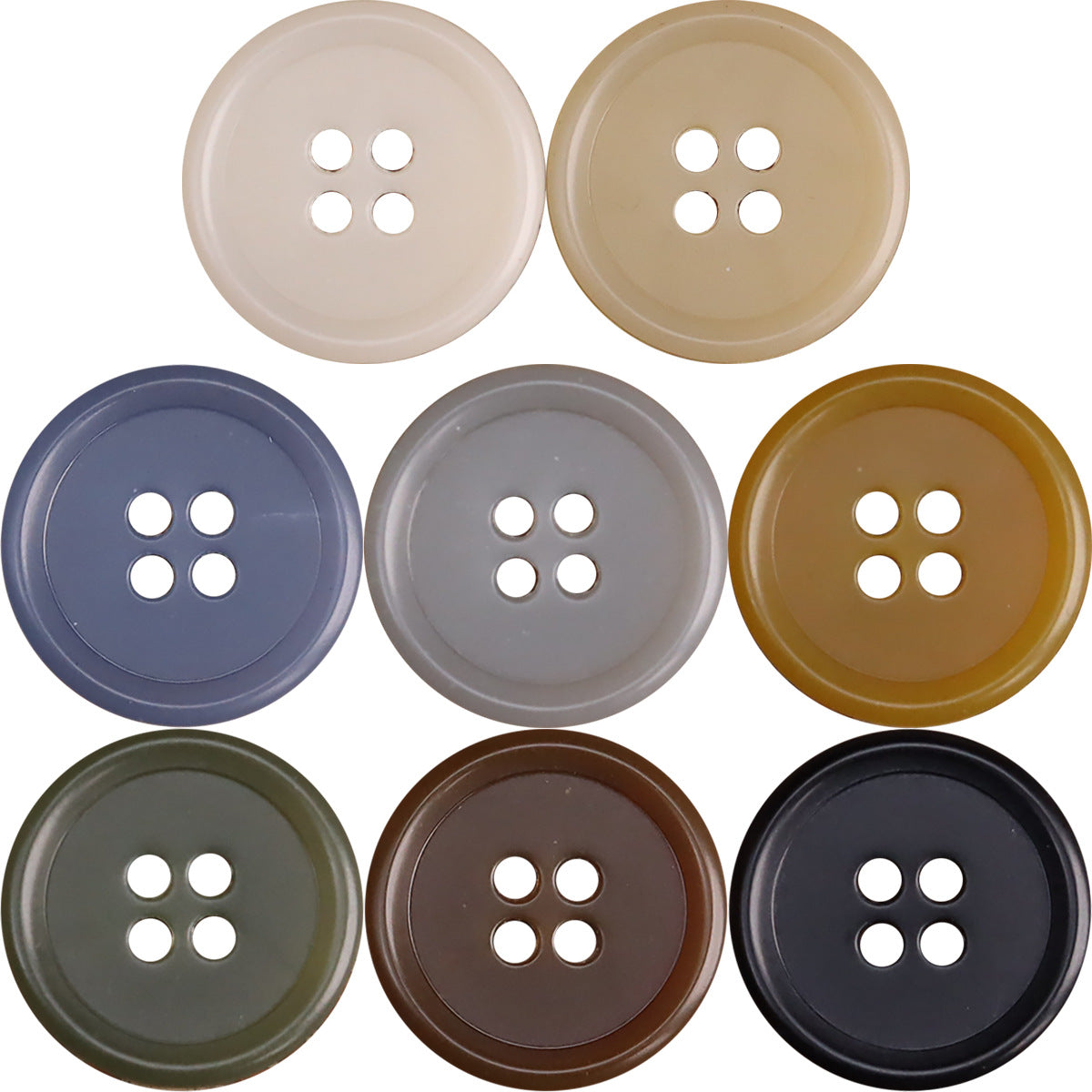 Urea-Knöpfe im Set: 4-Loch-Design, mehrfarbig (creme, navy, braun, schwarz)