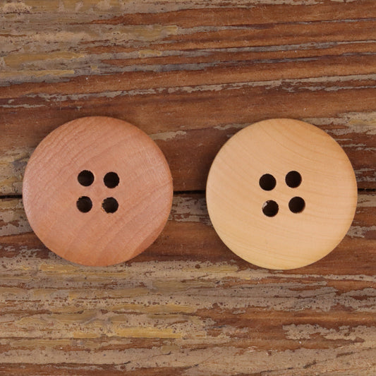 16-40L Wide Rim Natural Wood Four-Hole Buttons 60 Pack