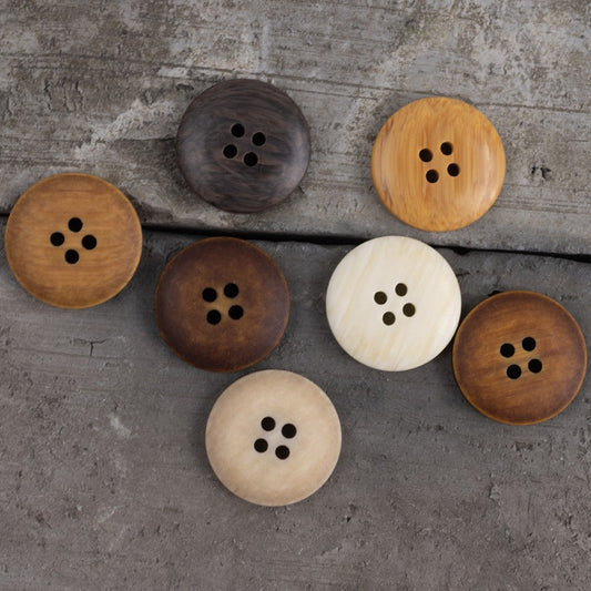 Yellow Imitation Wood Grain Resin Four-Hole Buttons 70 Pack