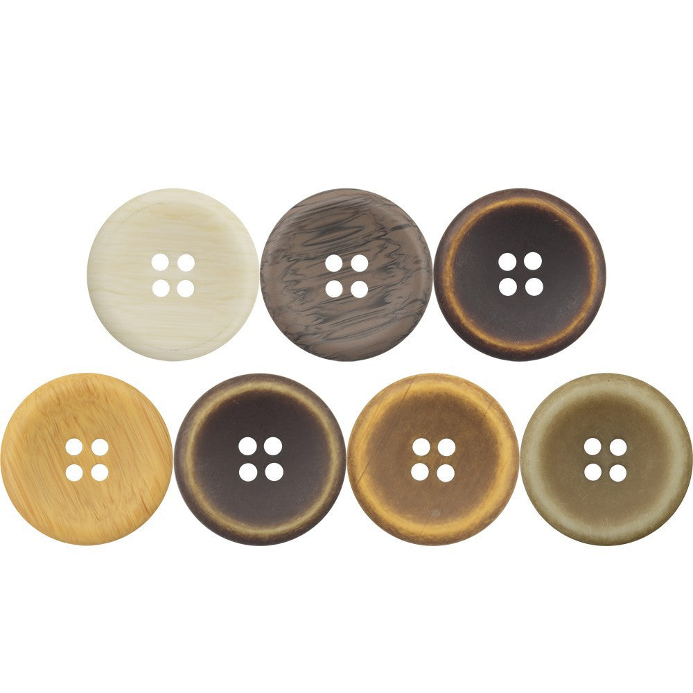 Gelb-Orange Resin-Knöpfe mit 4 Löchern, 3 Rundknöpfe im Set, gesprenkeltes Finish