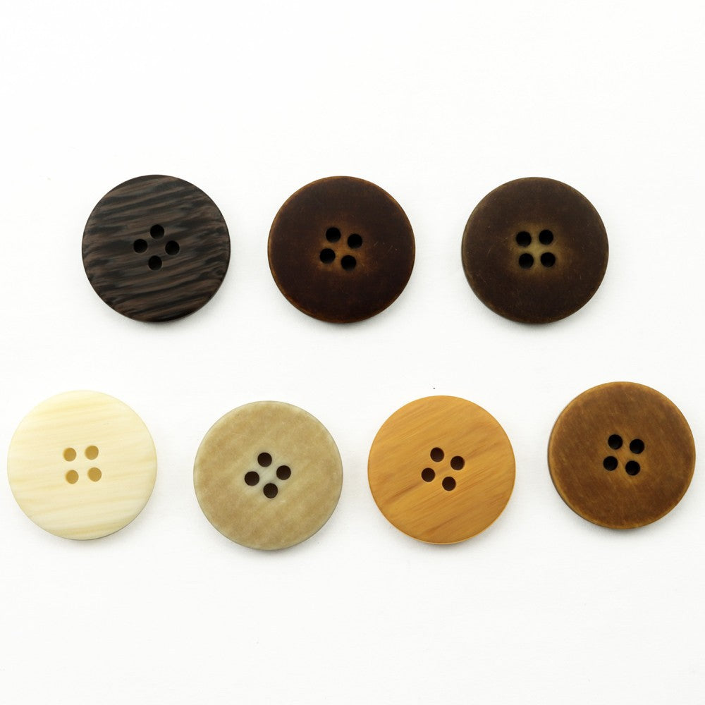 Resin-Knöpfe mit 4 Löchern: Dunkelbraun, Schoko, Honigbraun und Beige, 8 Rundknöpfe