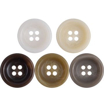 Matte resin sweater buttons, 4-hole design; assorted muted tones, flat round fronts