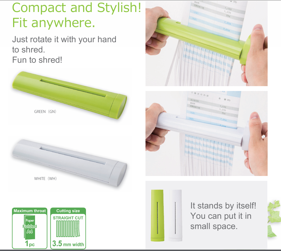Nakabayashi NSH-H01 Portable Manual Paper Shredder