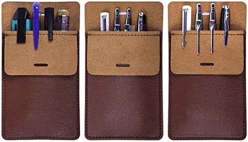3 Pack PU Leather Heavy Duty Pen Holder Pouch Pocket Protector