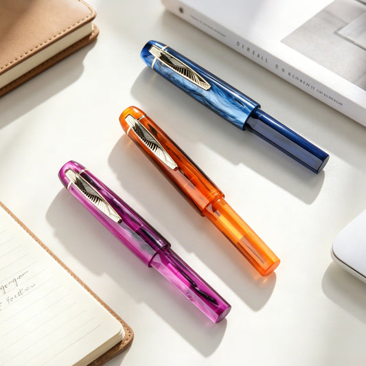 MAJOHN RS3 Short Fountain Pen | Acrylic Barrel | EF Iridium Nib | Pocket Travel Pen