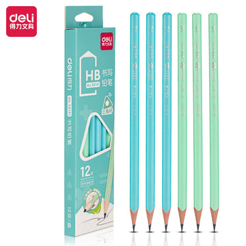 DELI 58141 Triangle Wood Pencils HB 24 Pack for Kids