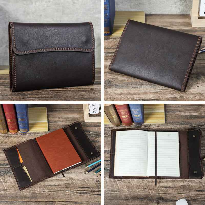 A5 Leather Journal Cover Notebook Protector with Pocket