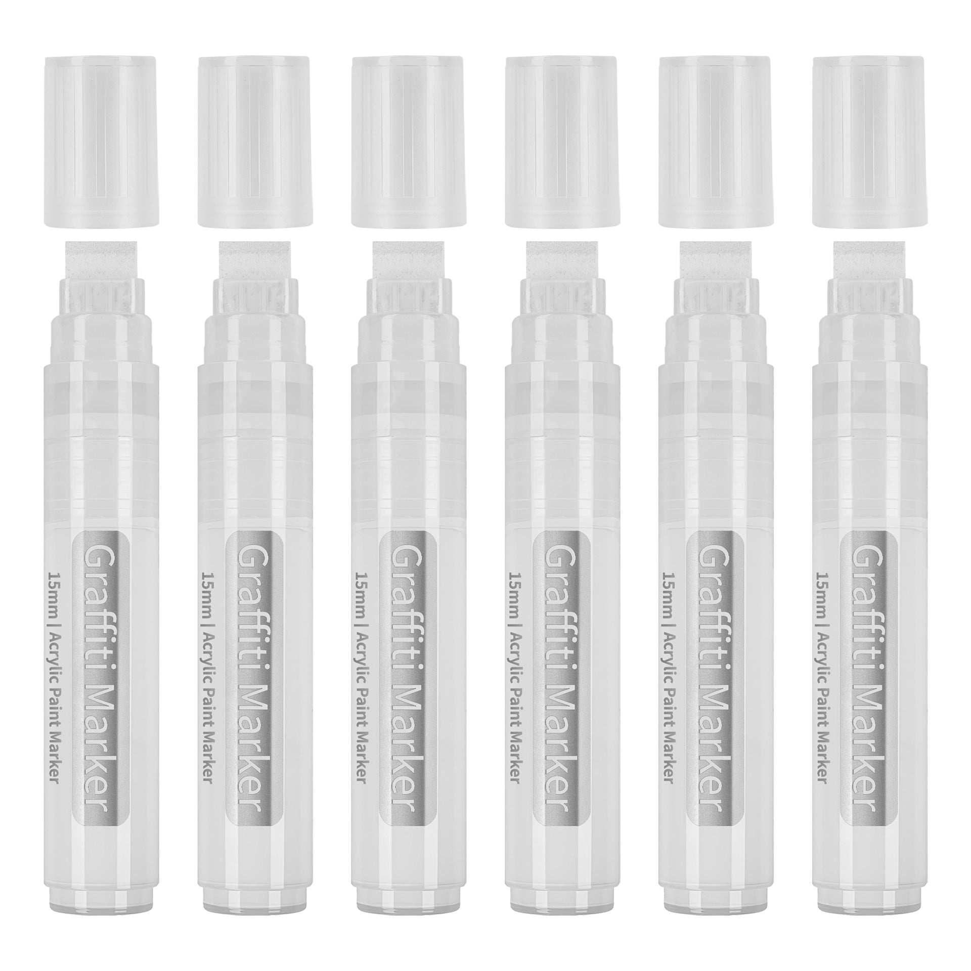 6Pcs White Jumbo Graffiti Markers 15mm Wide Tip Acrylic Paint Pen