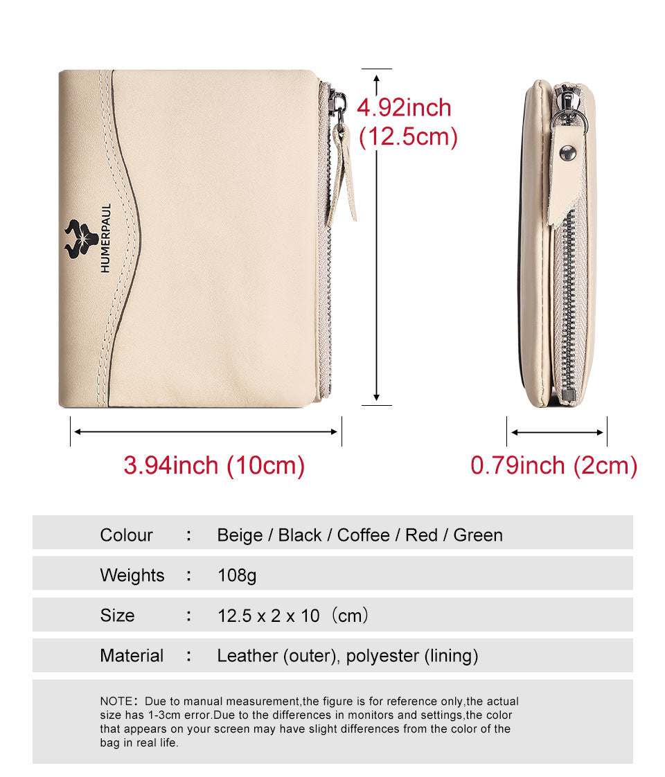 Retro Genuine Leather Short Wallet