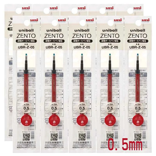 Uni-ball ZENTO UBR-Z-05 Gel Pen Refill 0.5mm Black/Red/Blue 10 Pack
