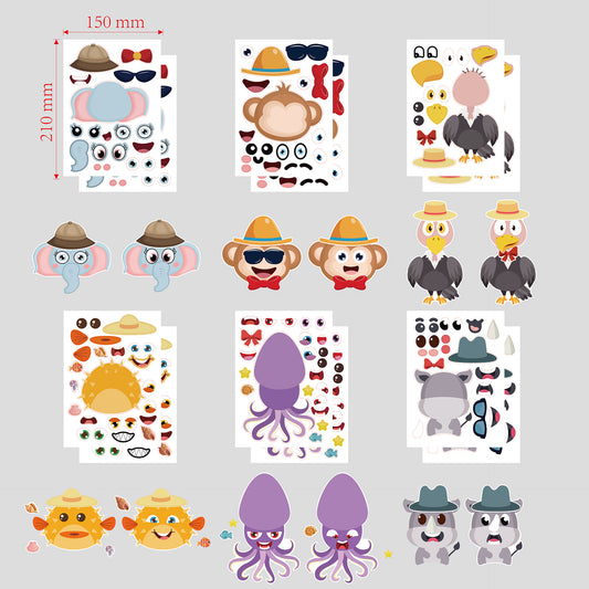 24 Sheets Wildlife Animals Make Your Own Stickers for Kids