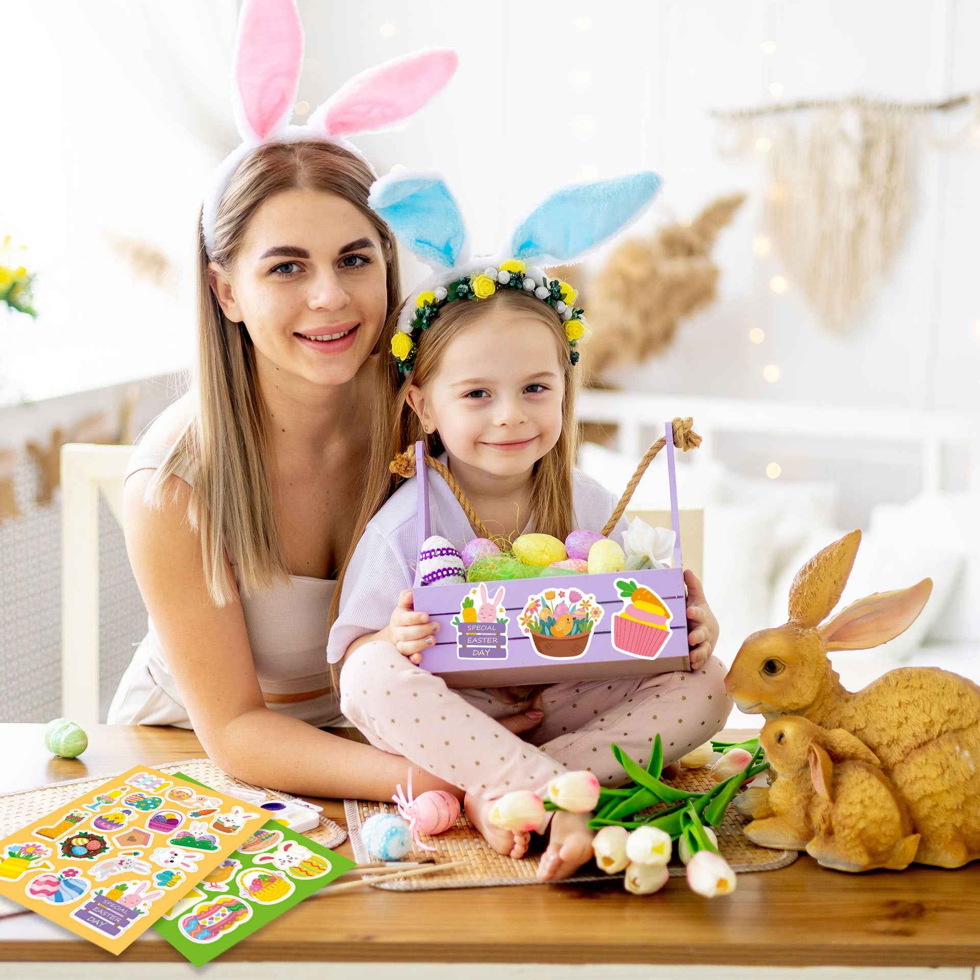 Make a Face Cartoon Happy Easter Stickers for Kids 24 Sheets