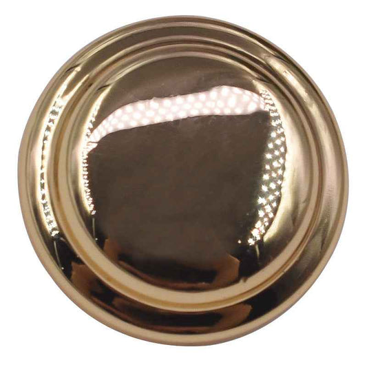 Solid gold metal shank button, round front with reflective dome face