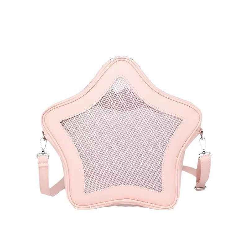 Star Ita Bag Pins Display Crossbody Backpack PU Leather Y2K Aesthetic Handbag ROZYARD Star Shaped Ita Bag Pins Display Crossbody Bags PU  main image 2