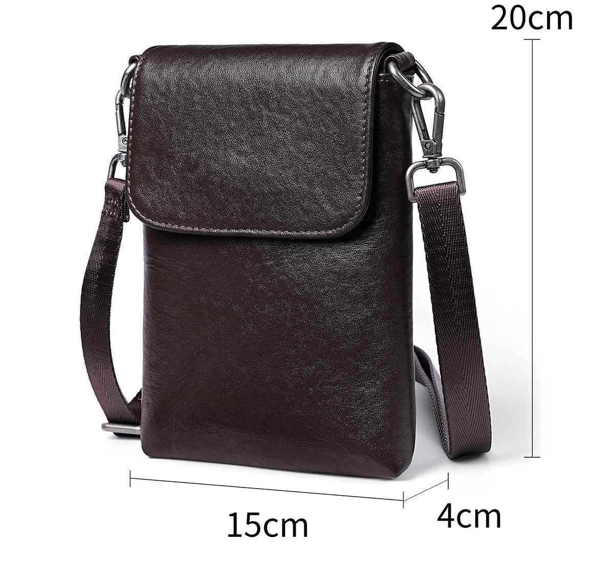 Leather Phone Crossbody Bag – Slim Flip-Cover Pouch for Men & Women