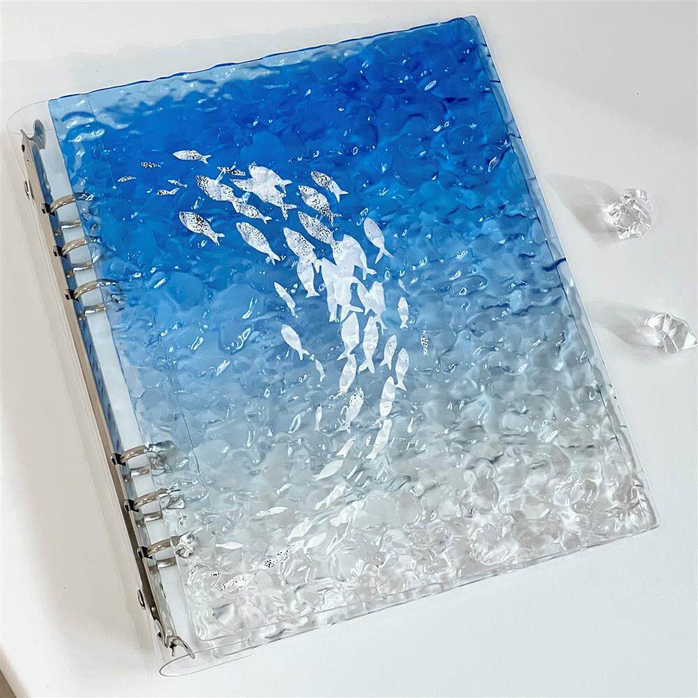 Acrylic Ocean Blue Gradient Card Binder – Loose-Leaf Photo Album for 3-Inch Cards, 40 Pages, 4 Pockets Per Page