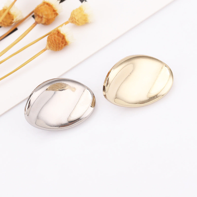 Set bottoni a uovo in metallo: Light Gold e Nickel Silver, facce lucide ovali
