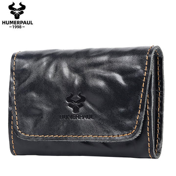 Handcrafted Tanned Leather Credit Card Wallet Black