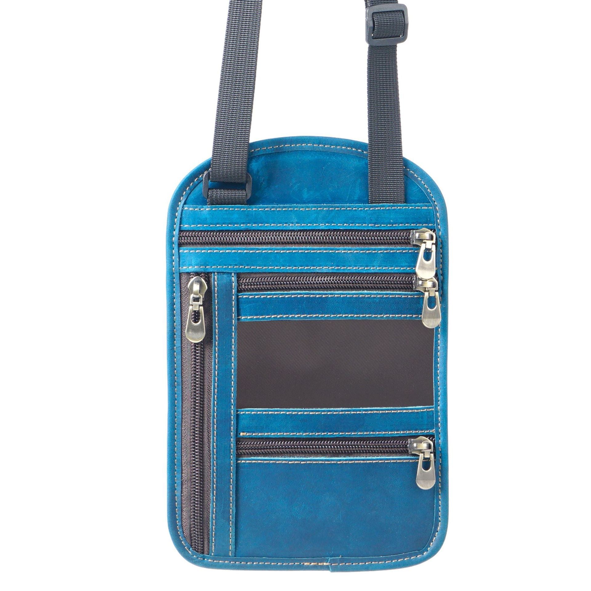 RFID Blocking Neck Passport Holder Slim Anti-Theft Neck Wallet Blue