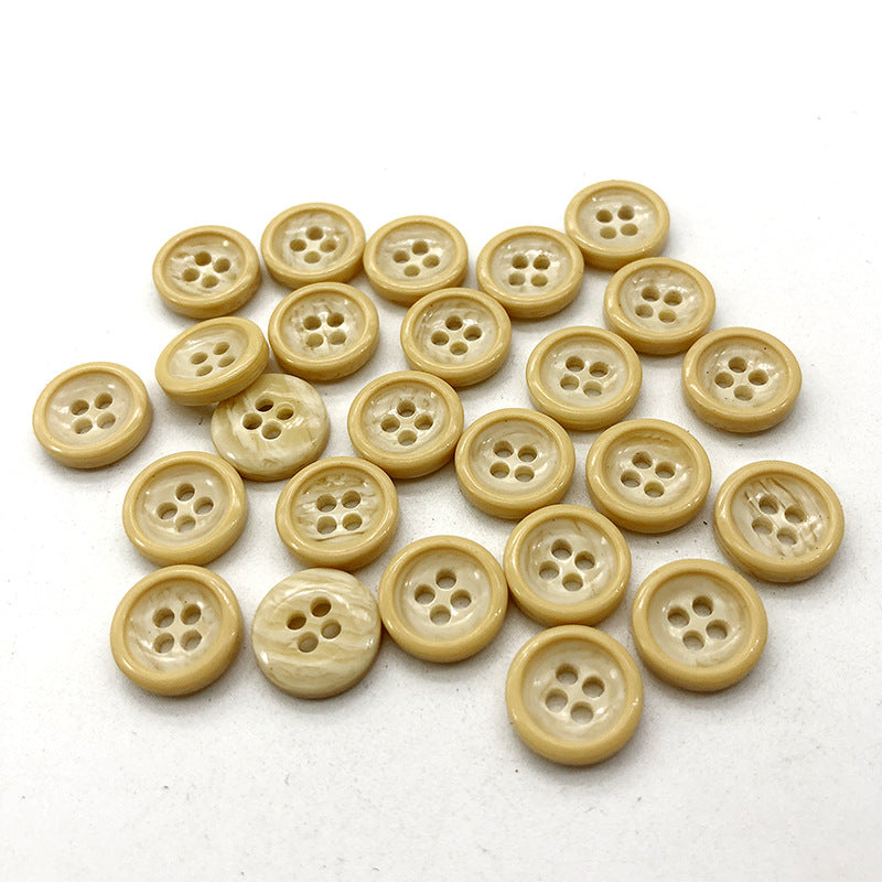 4-hole shirt buttons, pearlized beige/yellow small round resin (270 pack)
