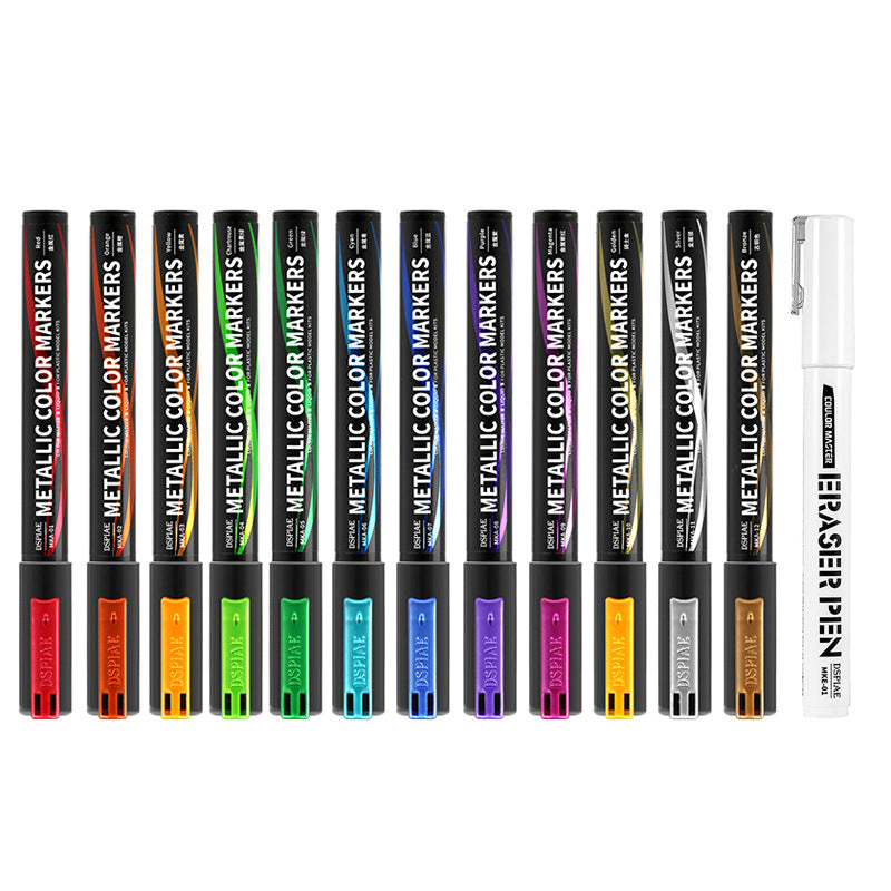 DSPIAE Liquid Mirror Chrome Metallic Color Markers 12 Colors 12 Colors with Eraser Pen