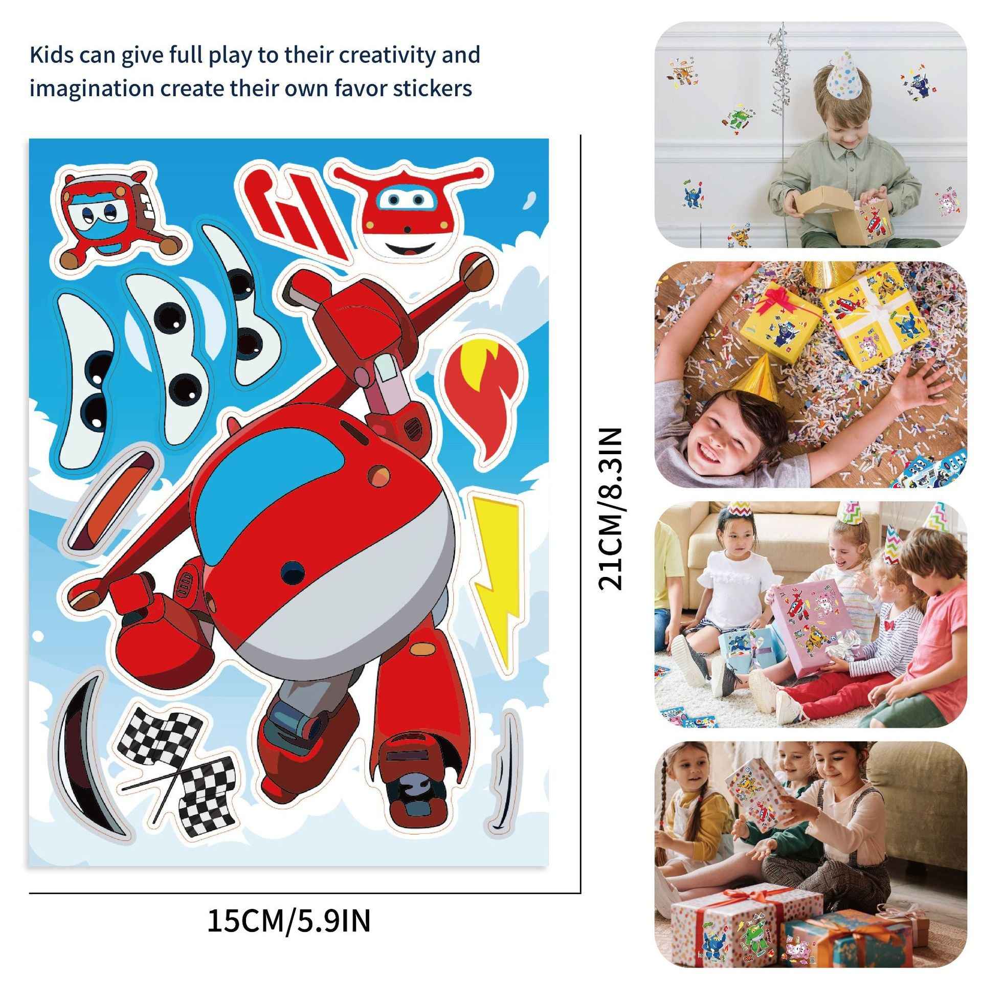 Make a Face Anime Super Wings Stickers for Kids 24 Sheets