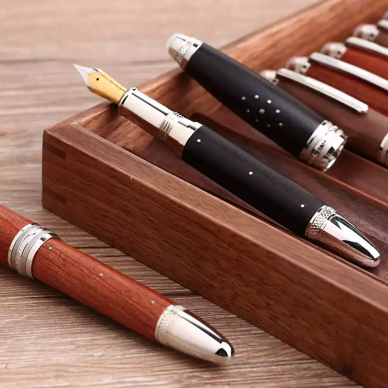 MAJOHN M1000 Large Wooden Fountain Pen | German BOCK F Nib | Handcrafted Rivet