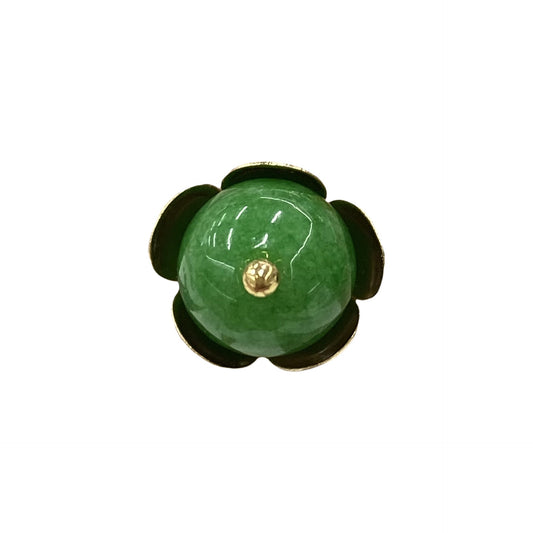 12mm Chinese Qipao Green Jade Stone Metal Floral Base Buttons 20pcs
