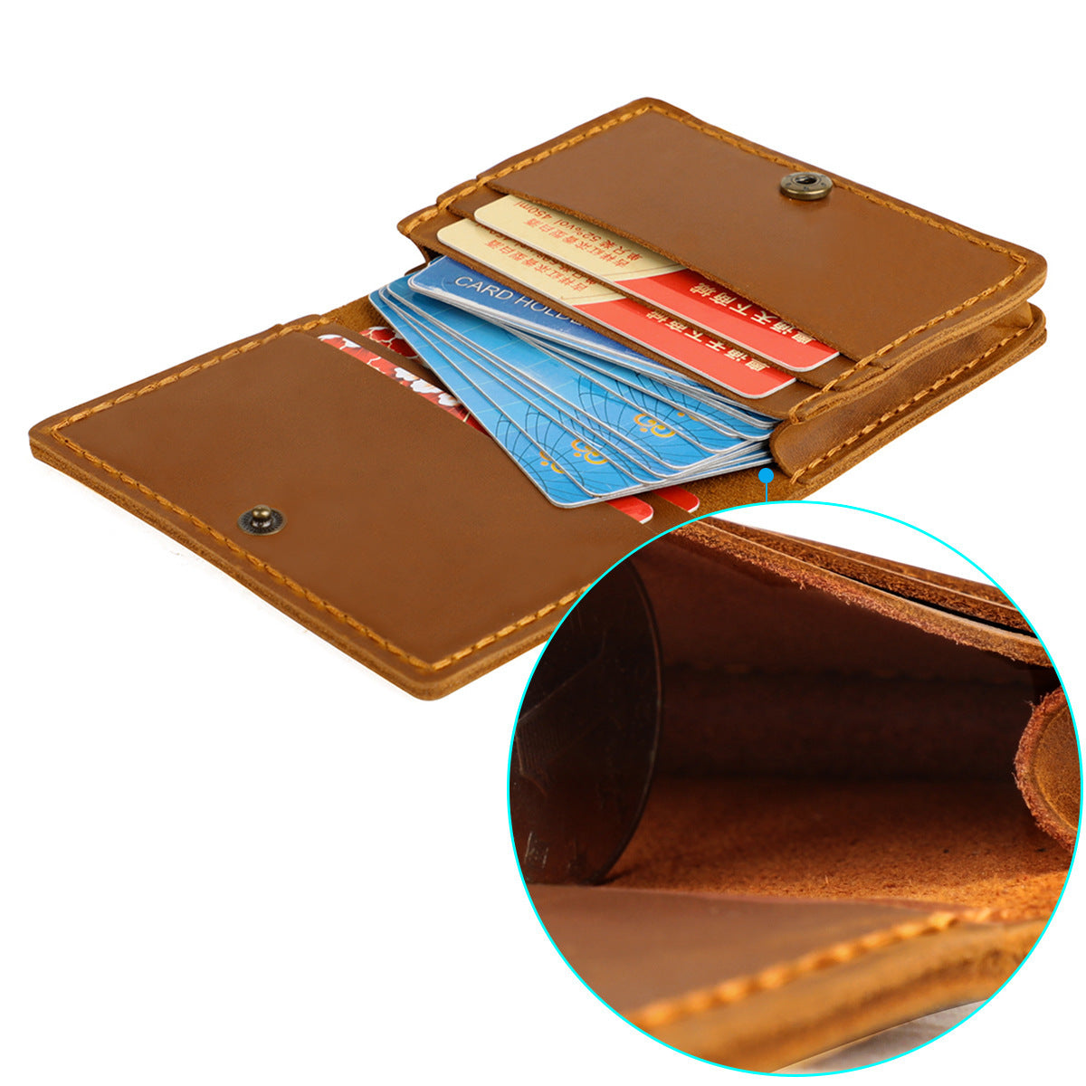 Handmade Crazy Horse Leather Card Holder Slim Wallet
