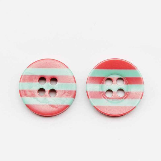 11/12/15/18mm Wide Edge Four-Eye Striped Colorful Resin Buttons 100pcs Red Green