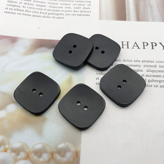 30mm Square 2-Hole Black Resin Coat Buttons 30pcs