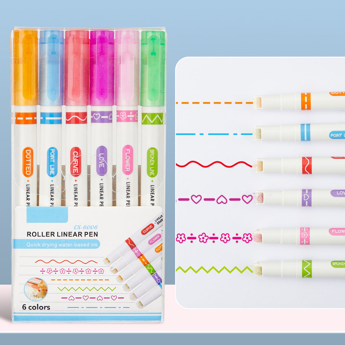 18-Pack Floral Outline Marker Colorful Curve Pens