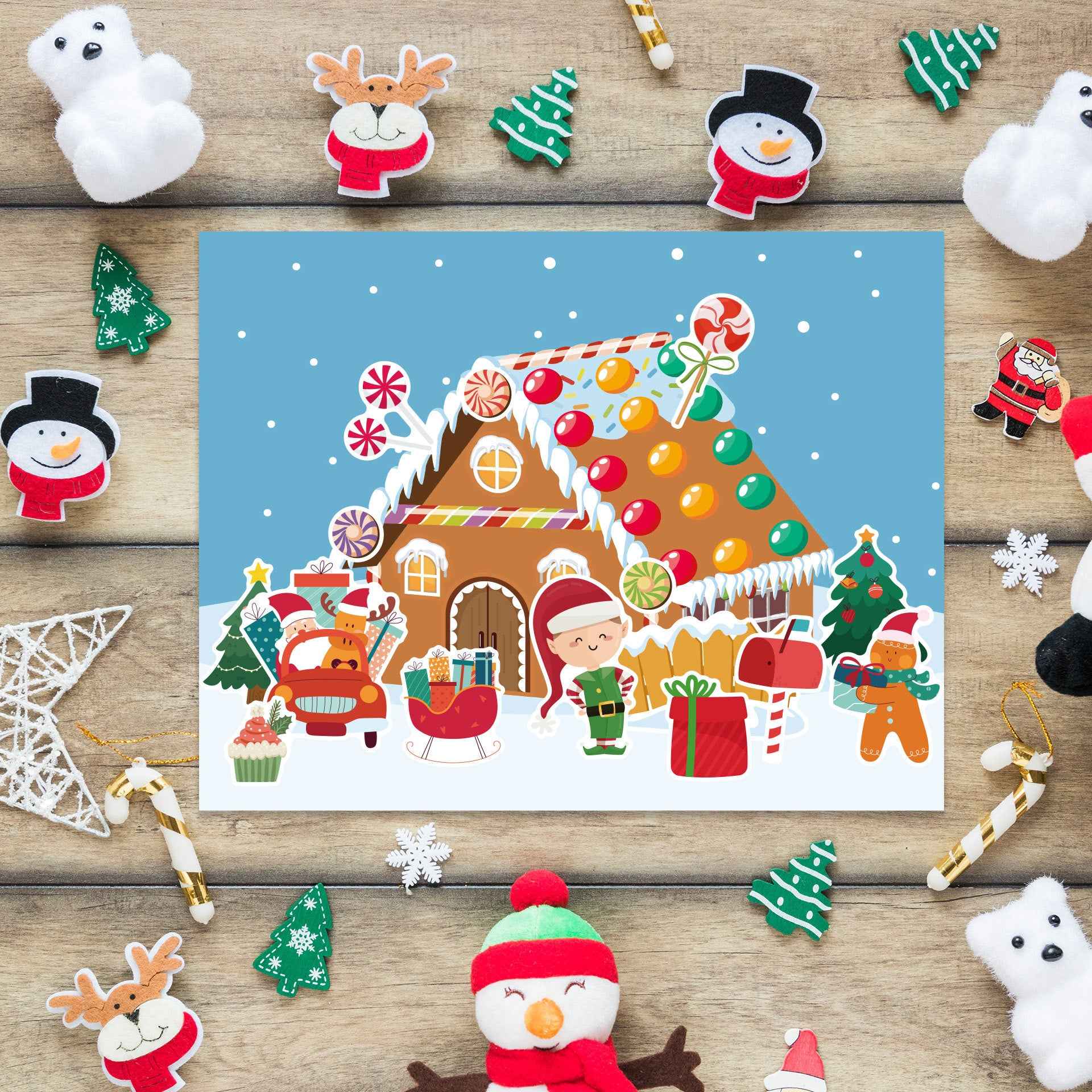 Make a Face Christmas House Stickers for Kids 24 Sheets