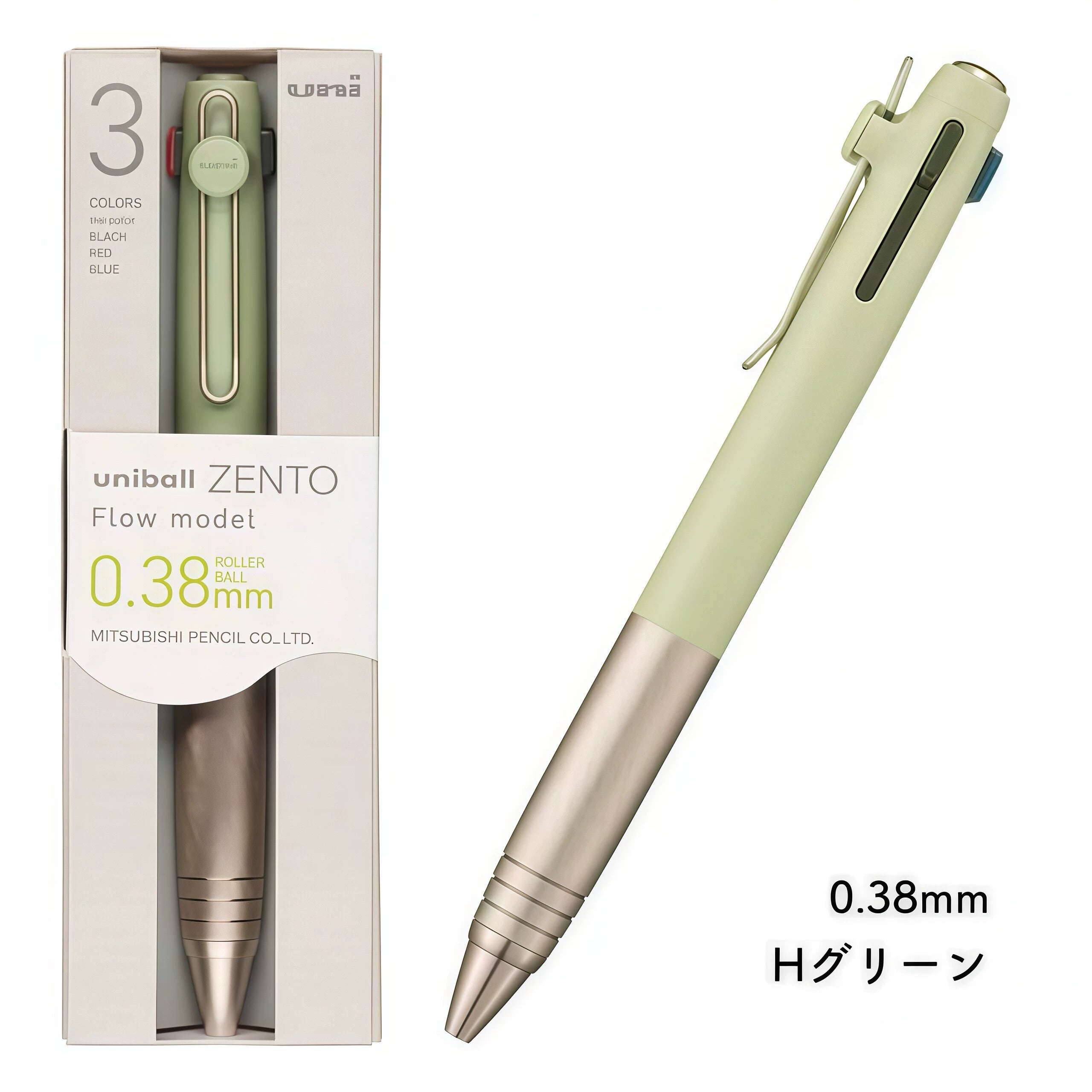 Uni-ball ZENTO Flow Model 3-Color Gel Pen – Black Red Blue | 0.38