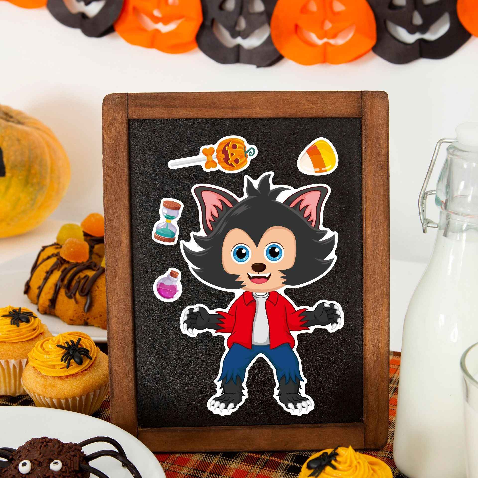 Make a Face Cartoon Spooky Halloween DIY Stickers for Kids 24 Sheets