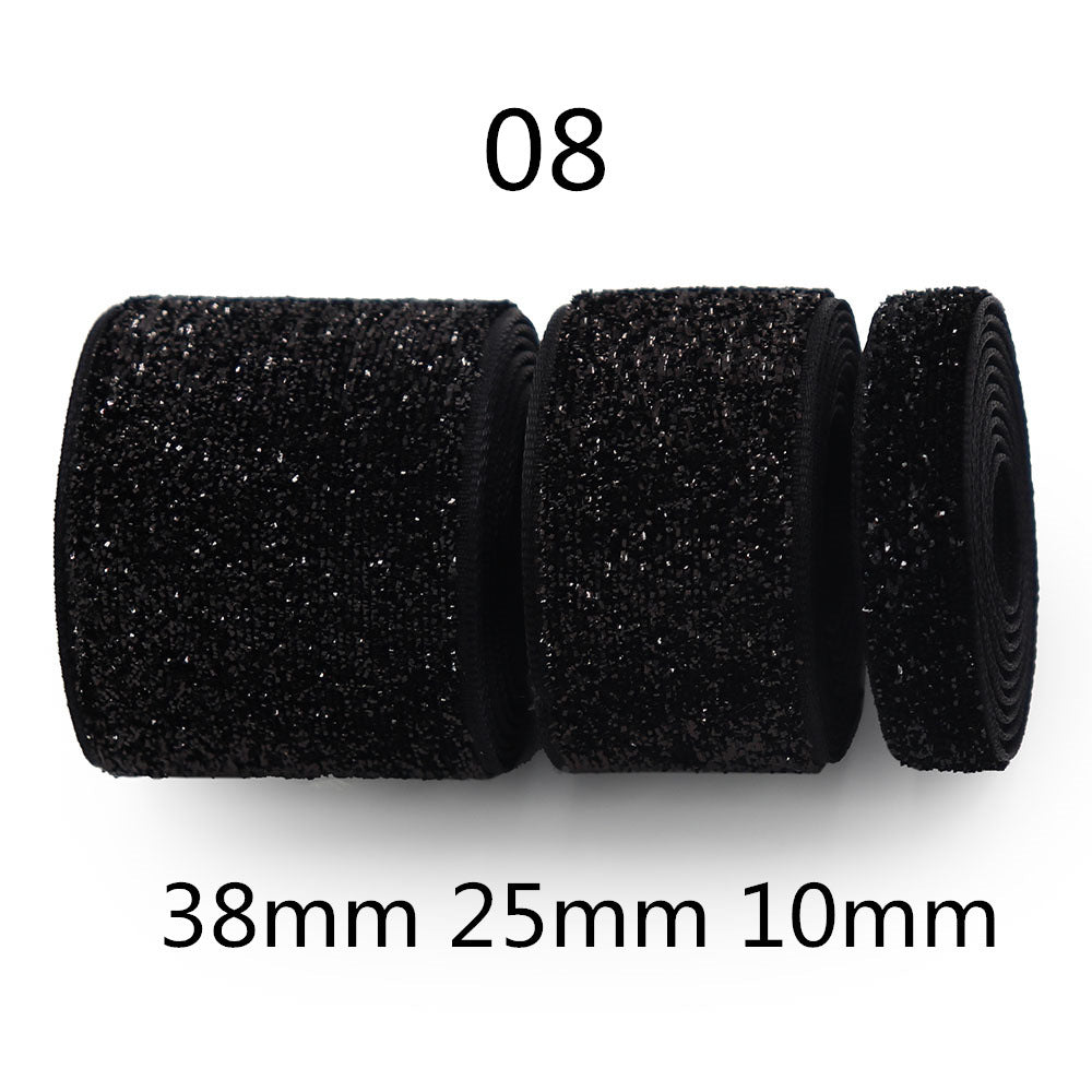 Style 08 Glitzer-Gradient Chenille-Ribbon schwarz, Rollen 38mm/25mm/10mm
