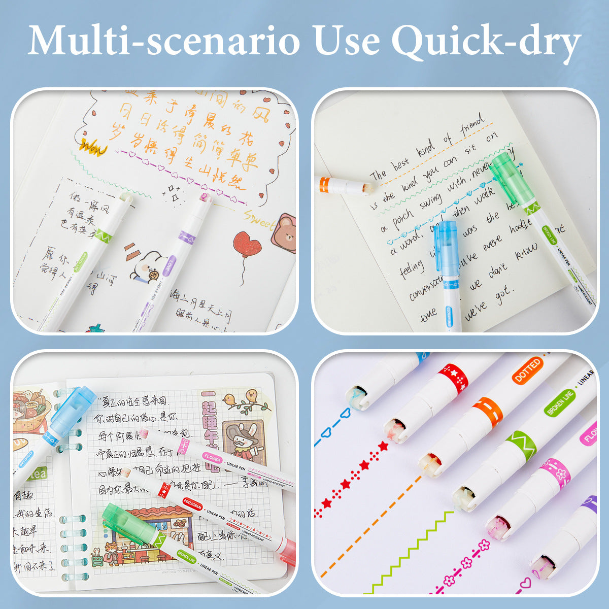18-Pack Floral Outline Marker Colorful Curve Pens