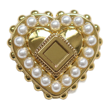 Heart coat button: gold-tone alloy with pearl-like accents and square center