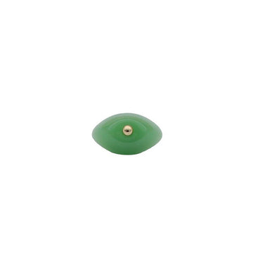 Light green resin shank button with gold-tone center, oval
