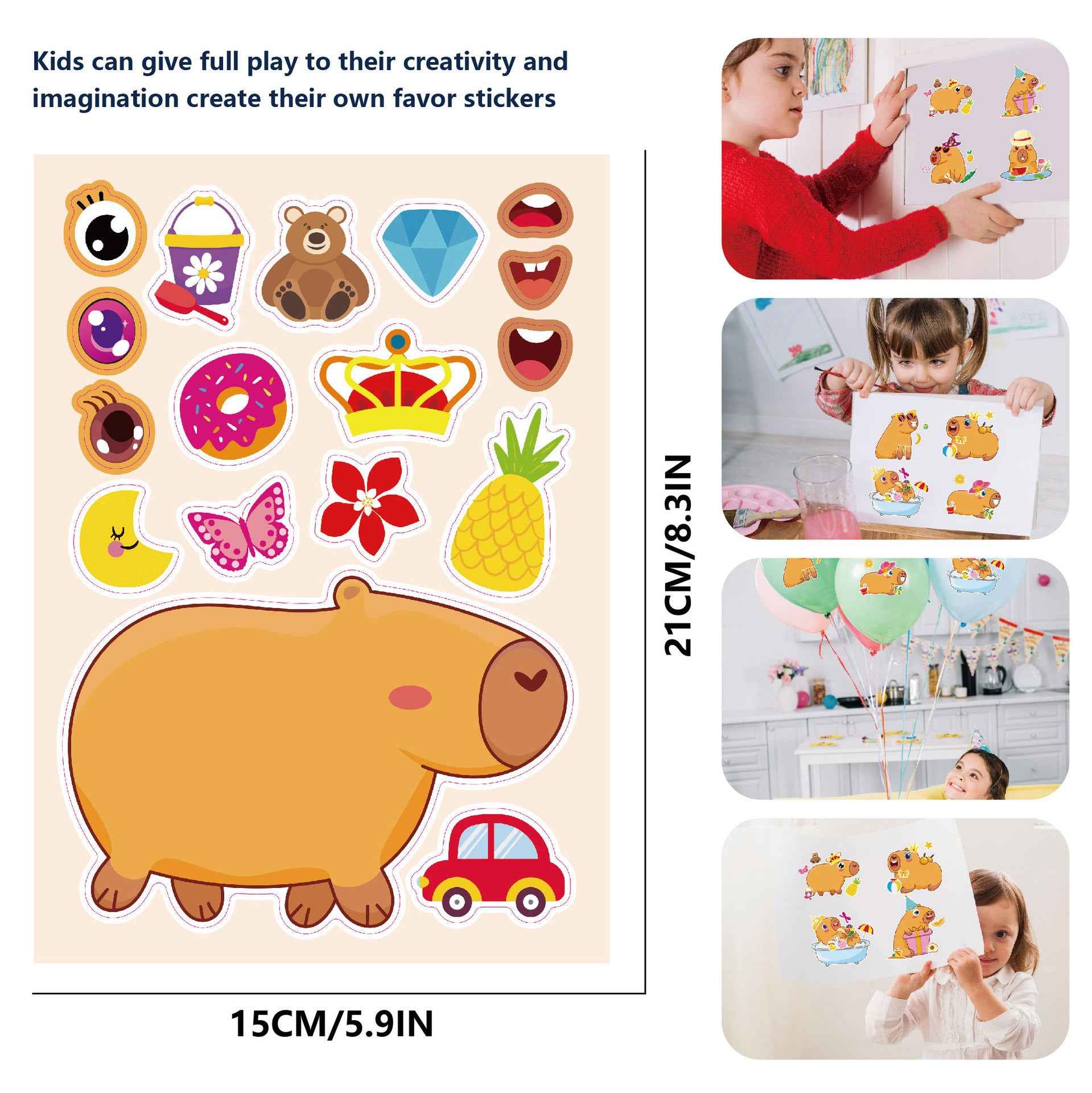 Make a Face Capybara Stickers for Kids 24 Sheets