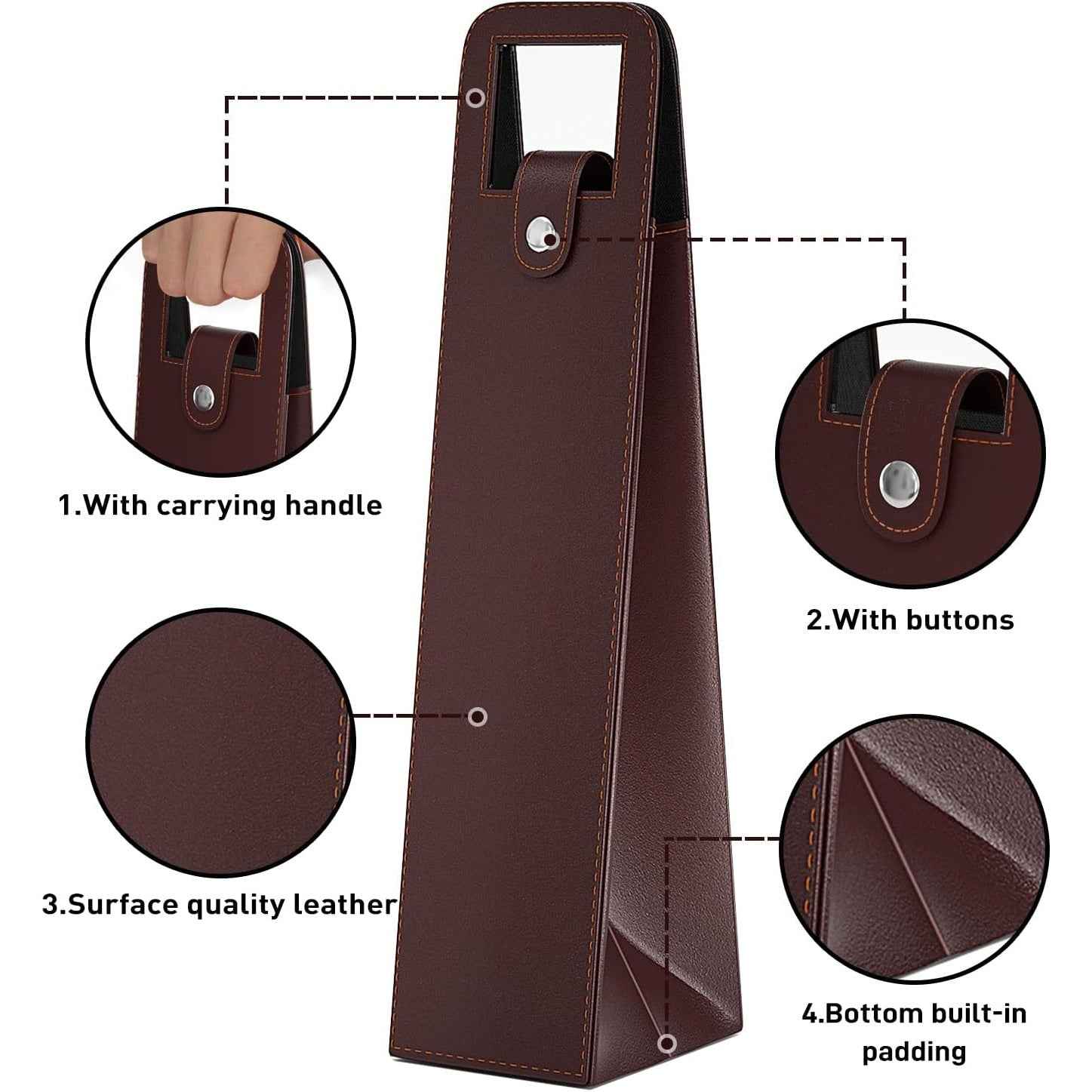 2 Pack Wine Gift Bag, Reusable Leather Wine Tote Carrier