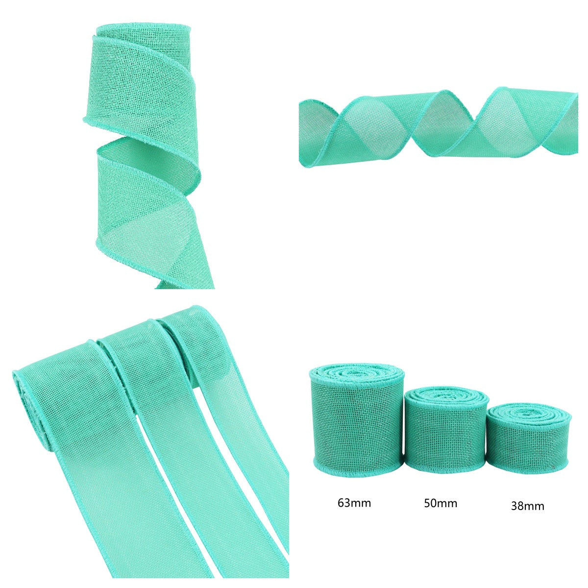 Cinta de algodón para jardinería, pack de 3, verde menta, rollos 38/50/63 mm