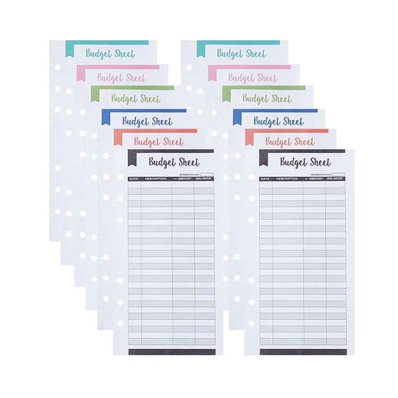 60 Expense Tracker 6-Hole Punched Budget Sheets for A6 Budget Binder