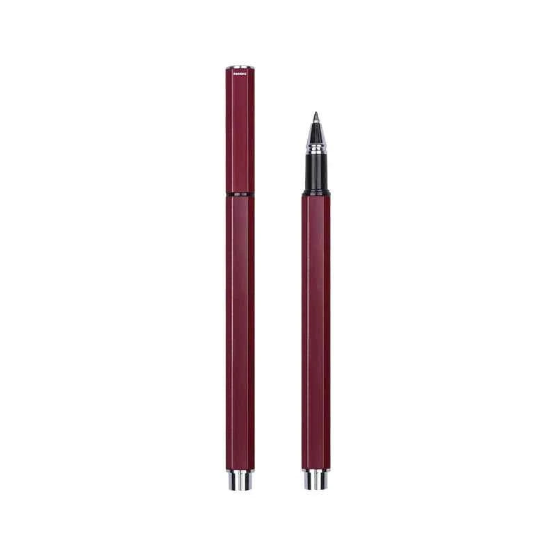 SANKOU JZ11 Four-Sided Metal Gel Pen – 0.5mm Black Ink,Cap Style Wine