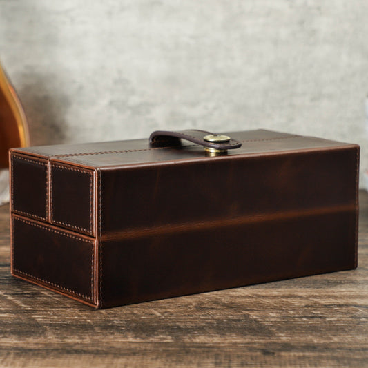 Original Vintage Öl-Leder Reise 3 Uhren Etui Organizer