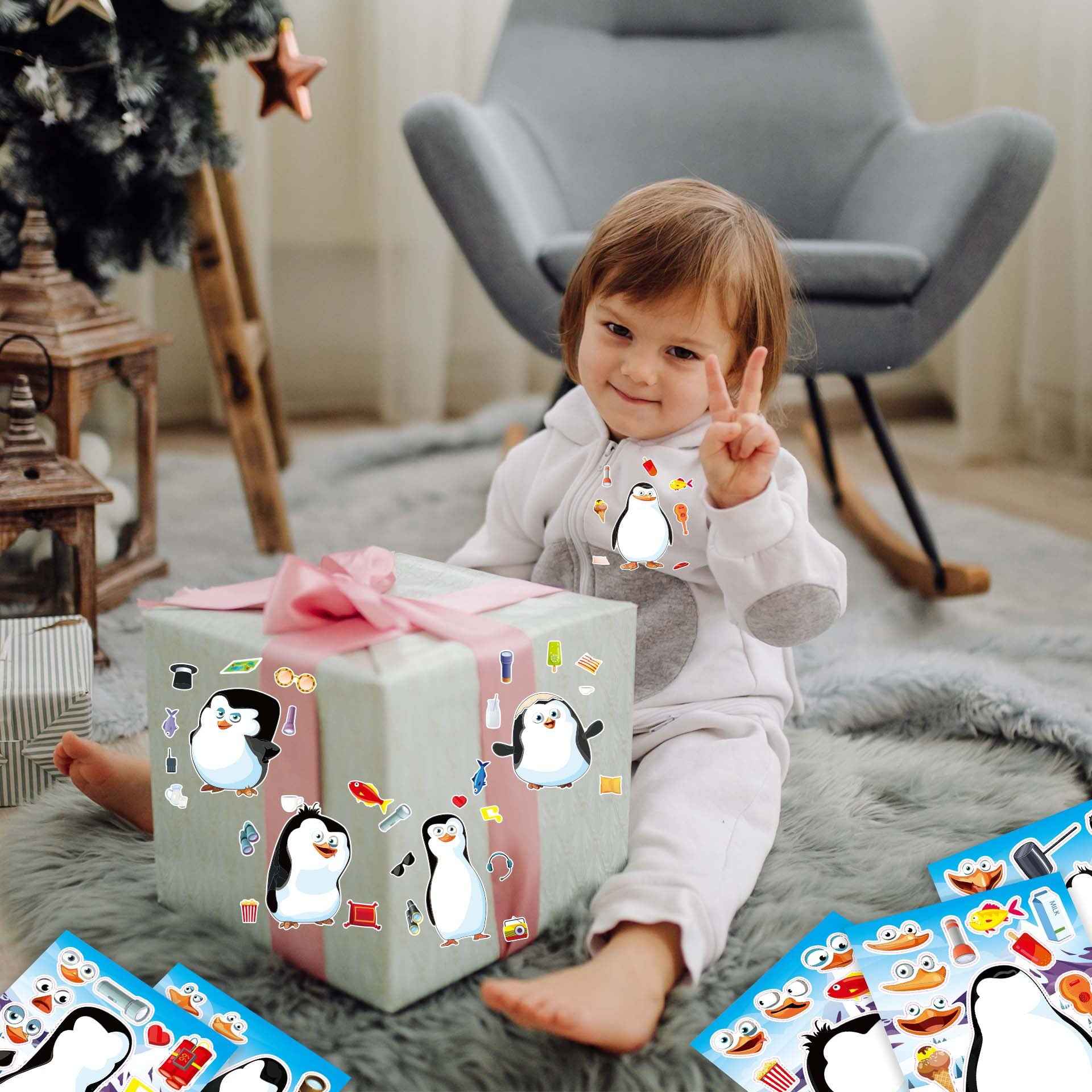 Make a Face Cartoon Penguin DIY Stickers for Kids 24 Sheets